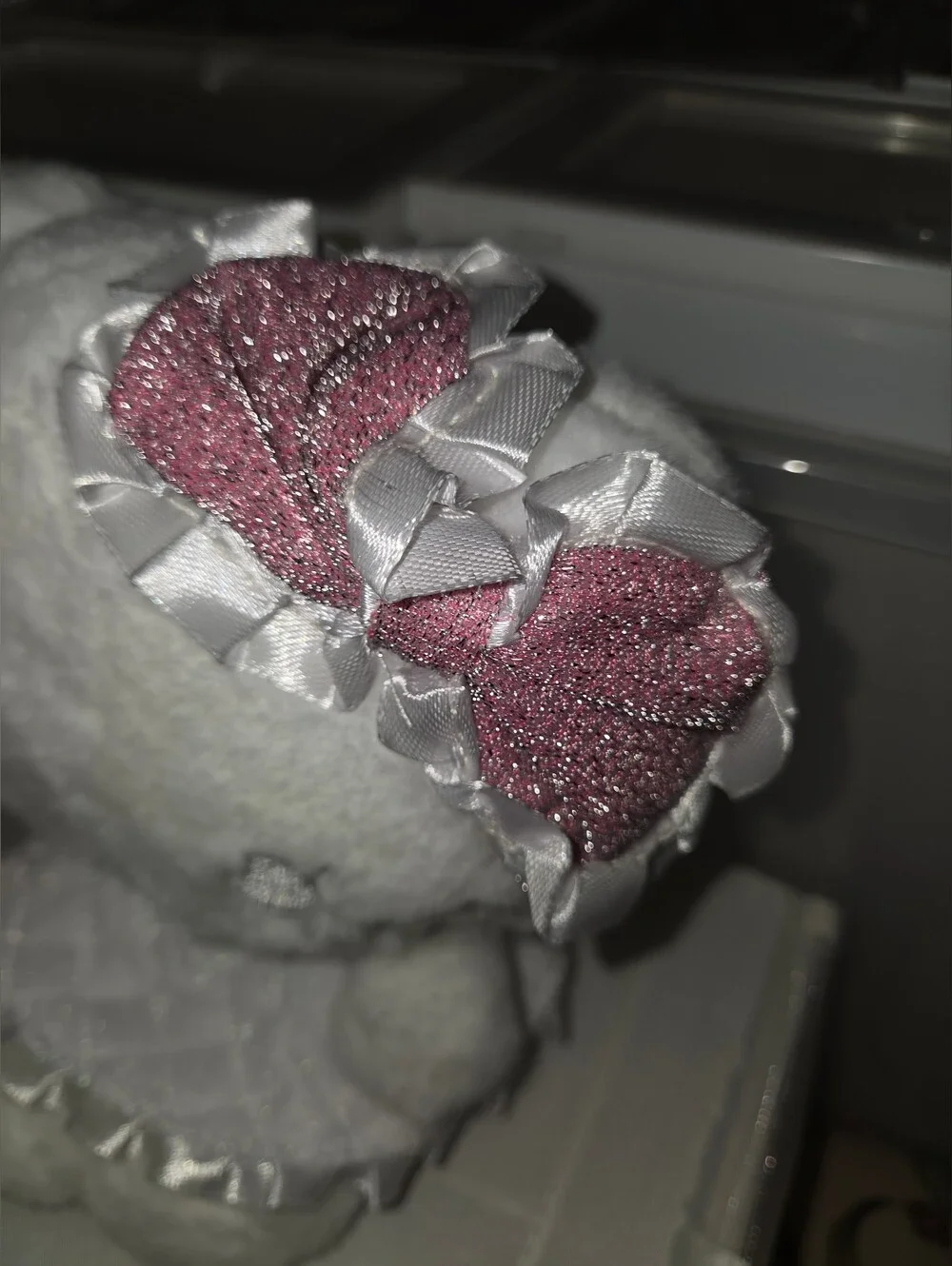 Hello Kitty White Plush with Pink Glitter Bow Hair Accessory